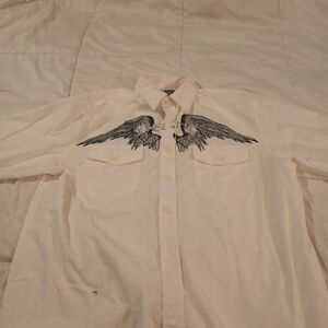 Men's White Shirt with Wing Design